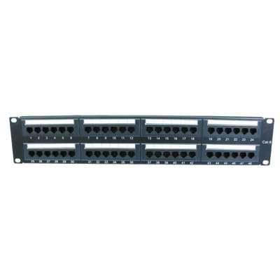 Kenable Cat6 Gigabit 19 Inch Rack Mountable Patch Panel 48 Port 2U & Back Bar from B&Q