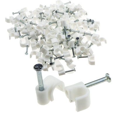 Kenable Round White 5mm Cable Clips Secure Fastenings Cables (100 Pack) from B&Q
