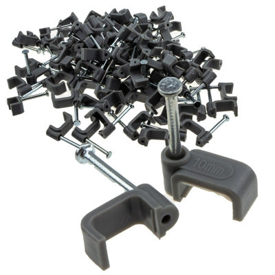 Kenable Flat Grey 10mm Cable Clips For 2.5mm2 Twin & Earth Cables (100 Pack) from B&Q