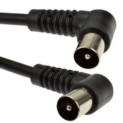 B&Q -  Rf Fly Lead Right Angle Male Plug To Plug Coaxial Tv Freeview Cable 4M Black
