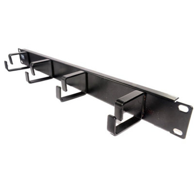 B&Q -  Ringed Cable Management Bar 1U With 4 Rings Data Cabinet 19 Inch Rack