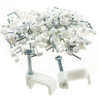 Kenable Flat White 10mm Cable Clips For 2.5mm2 Twin & Earth Cables (100 Pack) from B&Q