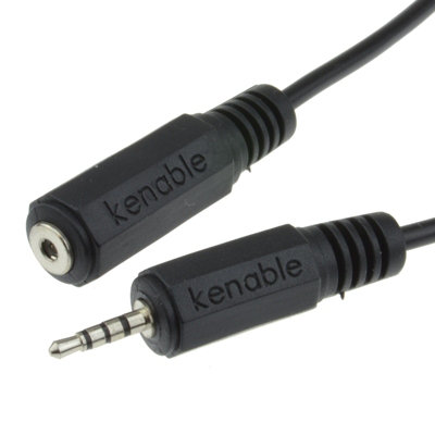 Kenable 4 Pole 3 Bands 2.5mm Male To Female Jack Extension Av Cable Lead 2M from B&Q