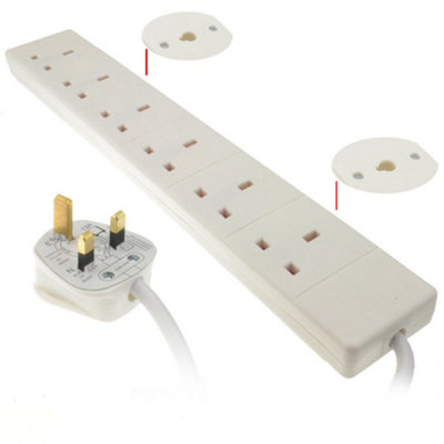 Kenable 6 Gang Way Mains Extension Sockets Uk 13A With 0.5M 50Cm Cable White from B&Q