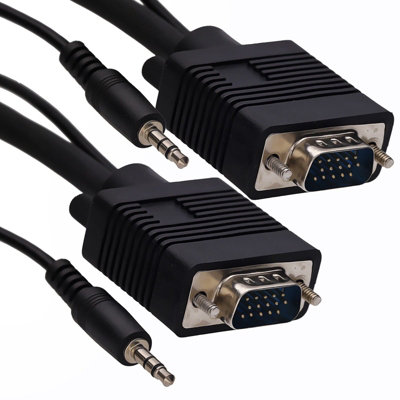 B&Q -  Vga Svga Hd15 Tv Video Cable With Built In 3.5mm Jack Audio Lead 3M