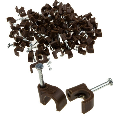 Kenable Round Brown 6mm Cable Clips Secure Fastenings Cables (100 Pack) from B&Q