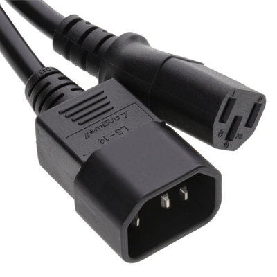 B&Q -  Power Extension Cable Male To Female Ups Iec C13 To C14 1.00mm Lead 2M Black