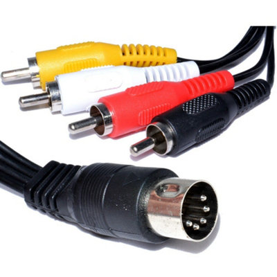 B&Q -  5 Pin Male Din Plug To 4 X Rca Phono Male Plugs Audio Cable 1.2M