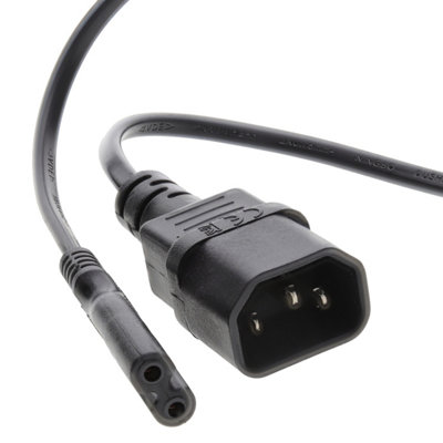 Kenable Iec C14 3 Pin Male Plug To Figure 8 C7 Plug Power Adapter Cable 2M from B&Q