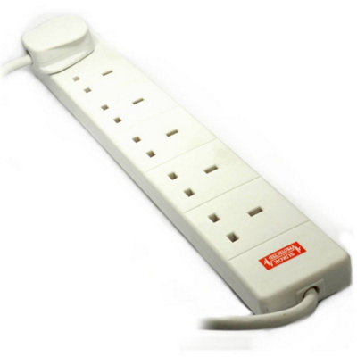 Kenable Surge Protected 6 Gang Way Mains Extension Socket Uk 13A White 5M from B&Q