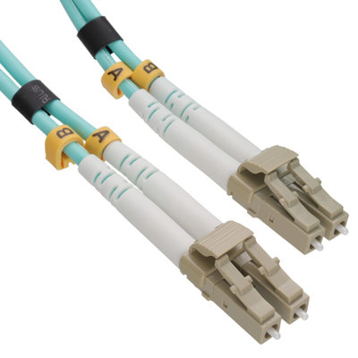 B&Q -  Om3 Aqua Fibre Optic Lc Lc Duplex mm 50 125 Patch Lszh Cable 5M