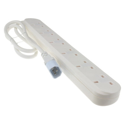 Kenable Iec C14 To 6 Way Gang Uk Mains Sockets Lead Ups Power Splitter 1M White from B&Q