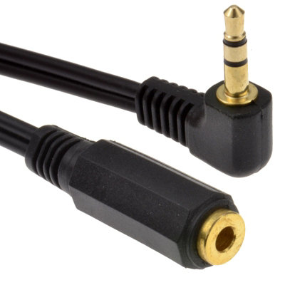 B&Q -  3.5mm Right Angle Stereo Jack To Socket Headphone Extension Cable 2M