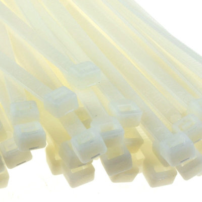 Entie Natural White Cable Ties 4.8mm X 200mm Nylon 66 Ul Approved (100 Pack) from B&Q