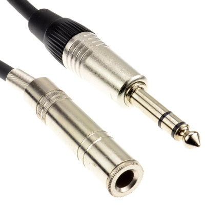 B&Q -  Premium 6.35mm Trs Jack Extension Stereo Jack Plug To Socket Cable 6M