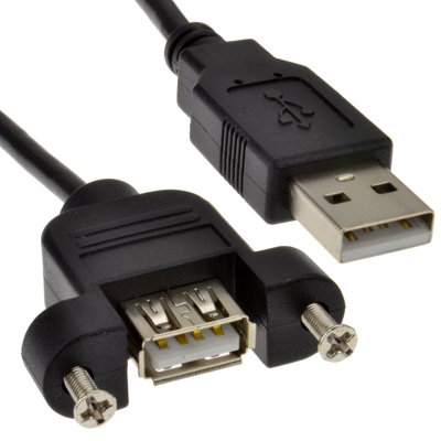 Kenable Usb 2.0 Panel Mount Female A Socket To A Plug 24Awg Cable 0.5M 50Cm Black from B&Q
