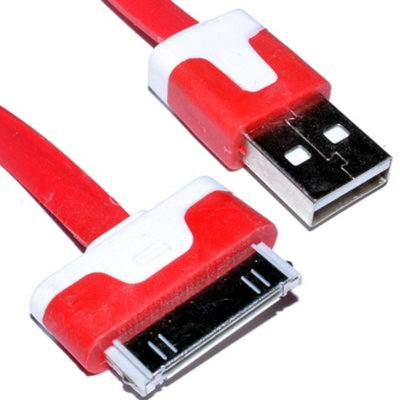 Kenable 30 Pin Data & Charging Usb Flat Cable Red 2M from B&Q