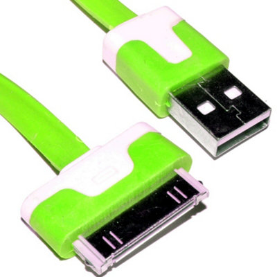 Kenable 30 Pin Data & Charging Usb Flat Cable Green 2M from B&Q