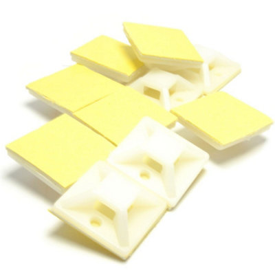 Kenable Cable Tie Base 28mm X 28mm Self Adhesive Large Natural White (10 Pack)