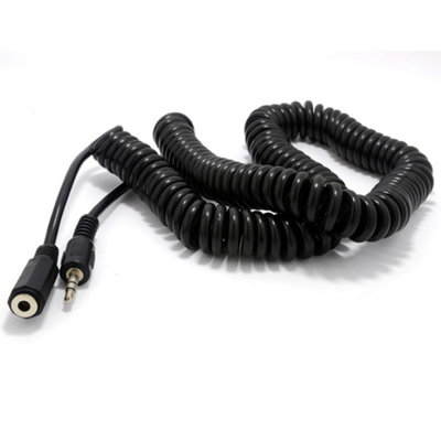 B&Q -  Coiled 3.5mm Stereo Jack To Socket Headphone Extension Cable Lead 5M