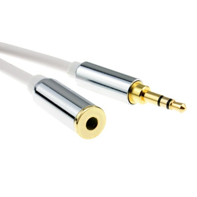 B&Q -  Pro Metal White 3.5mm Stereo Jack Headphone Extension Cable 0.5M 50Cm