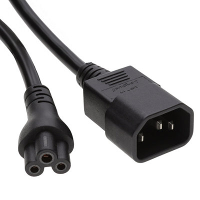 B&Q -  Iec Plug C14 To Cloverleaf Plug C5 Converter Adapter Power Cable 1M