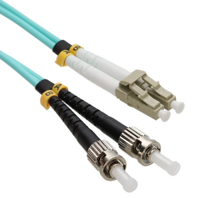 B&Q -  Om3 Aqua Fibre Optic St Lc Duplex mm 50 125 Patch Lszh Cable 2M