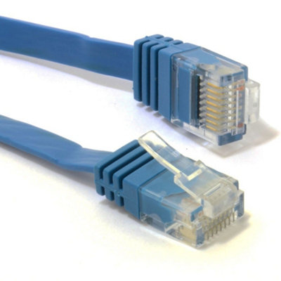 B&Q -  Flat Cat6 Ethernet Lan Patch Cable Low Profile Gigabit Rj45 15M Blue