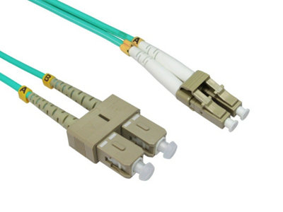 B&Q -  Om4 Aqua Fibre Optic Lc Sc Duplex mm 50 125 Patch Lszh Cable 3M