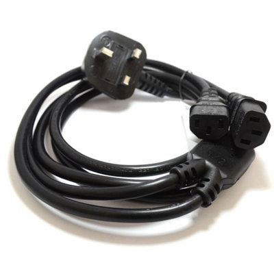 Kenable Power Cord Uk Plug To 2 X C13 Iec Dual Kettle Lead Splitter Cable 2M (1.5M+50Cm) from B&Q