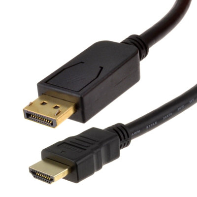 B&Q -  Displayport Plug To Hdmi Male Plug Display Monitor Tv Cable 2M