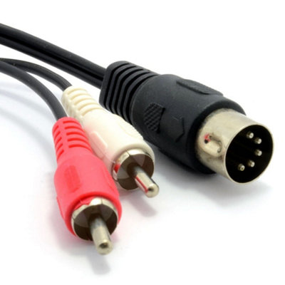 Kenable 5 Pin Male Din Plug To 2 X Rca Phono Male Plugs Audio Cable 1M from B&Q