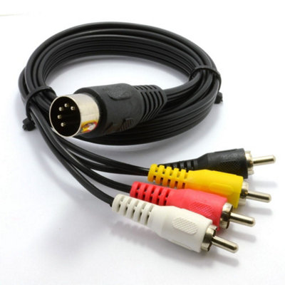 B&Q -  5 Pin Male Din Plug To 4 X Rca Phono Male Plugs Audio Cable 2M