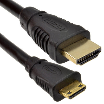 B&Q -  Mini Hdmi Type C Male Plug To Hdmi Male Cable Lead Gold 1M