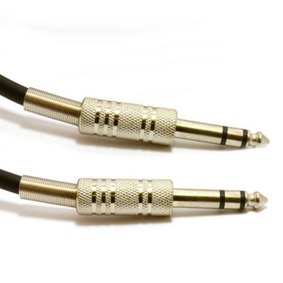 B&Q -  High Quality Stereo Jack 6.35mm Metal Plug To Plug Cable Lead Black 1M