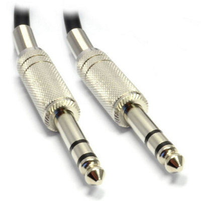 B&Q -  High Quality Stereo Jack 6.35mm Metal Plug To Plug Cable Lead Black 5M