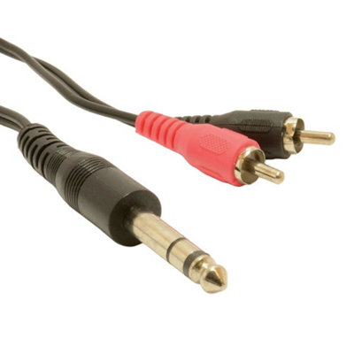 Kenable 6.35mm Stereo Jack Plug To Aux Rca Phono Plugs Ofc Audio Cable 3M from B&Q