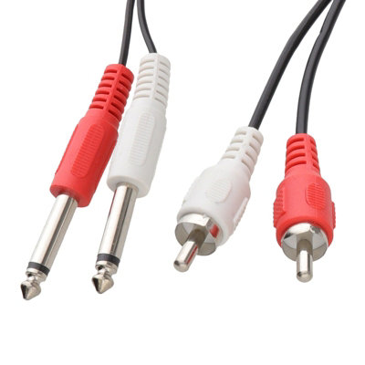 Kenable Twin 6.35mm Mono Jack Plugs To Rca Phono Plugs Ofc Audio Cable 1M from B&Q
