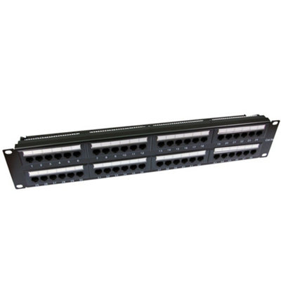 Kenable 2U Patch Panel Cat5E Rj45 19 Inch Rack Mountable 48 Port & Back Bar from B&Q