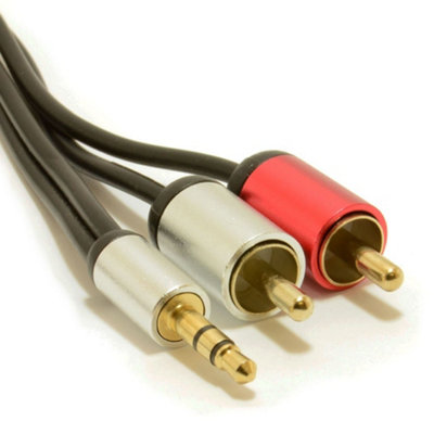 B&Q -  Aluminium Pro 3.5mm Stereo Jack To 2 X Rca Twin Phono Plugs Cable Gold 1M