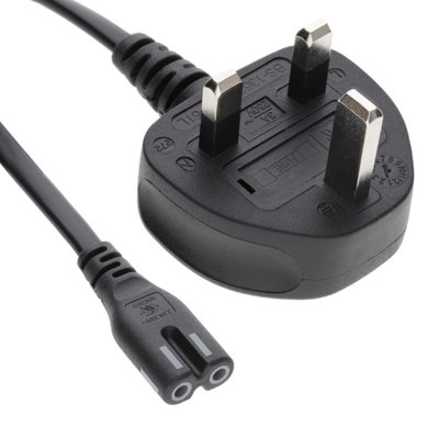 B&Q -  Power Cable Uk Plug (3A Fused) To C7 (Figure 8) 0.75mm Lead 2M Black