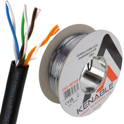 Kenable External Cat5E-Cca Outdoor Use Ethernet Network Cable Reel Utp 100M from B&Q