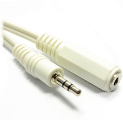 B&Q -  3.5mm Stereo Jack Socket To 3.5mm Plug Headphone Extension Cable Gold 5M White