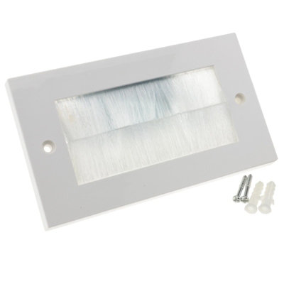 Kenable White Brush Faceplate For Cable Exit Wall Outlet Uk Double Gang White from B&Q
