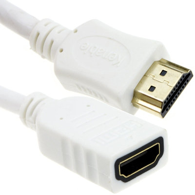 Kenable White Hdmi 1.4 High Speed 3D Tv Extension Lead Male Female Cable 0.5M Medium B&Q