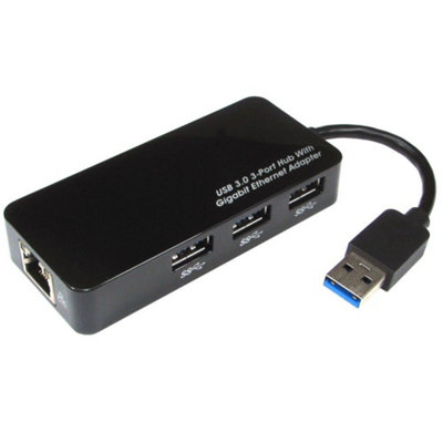 Kenable Usb 3.0 Superspeed 3 Port Hub With Rj45 Cat6 Gigabit Ethernet Socket from B&Q