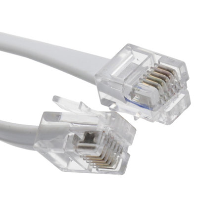 B&Q -  Flat Rj12 6P6C To Rj12 6P6C Cable Plug To Plug (Rj11 With 6 Wire) 0.5M