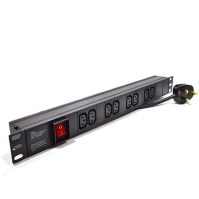Kenable Pdu Iec C13 Sockets 8 Way With Uk Plug Power Distribution Unit Horizontal 1.8M