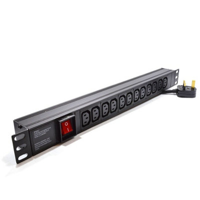 Kenable Pdu Iec C13 Sockets 12 Way With Uk Plug Power Distribution Unit Horizontal 1.8M from B&Q