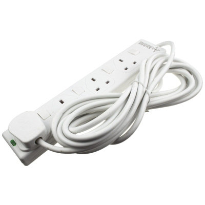 Kenable Surge Protected 4 Gang Individually Switched Extension Mains Power Lead 5M from B&Q